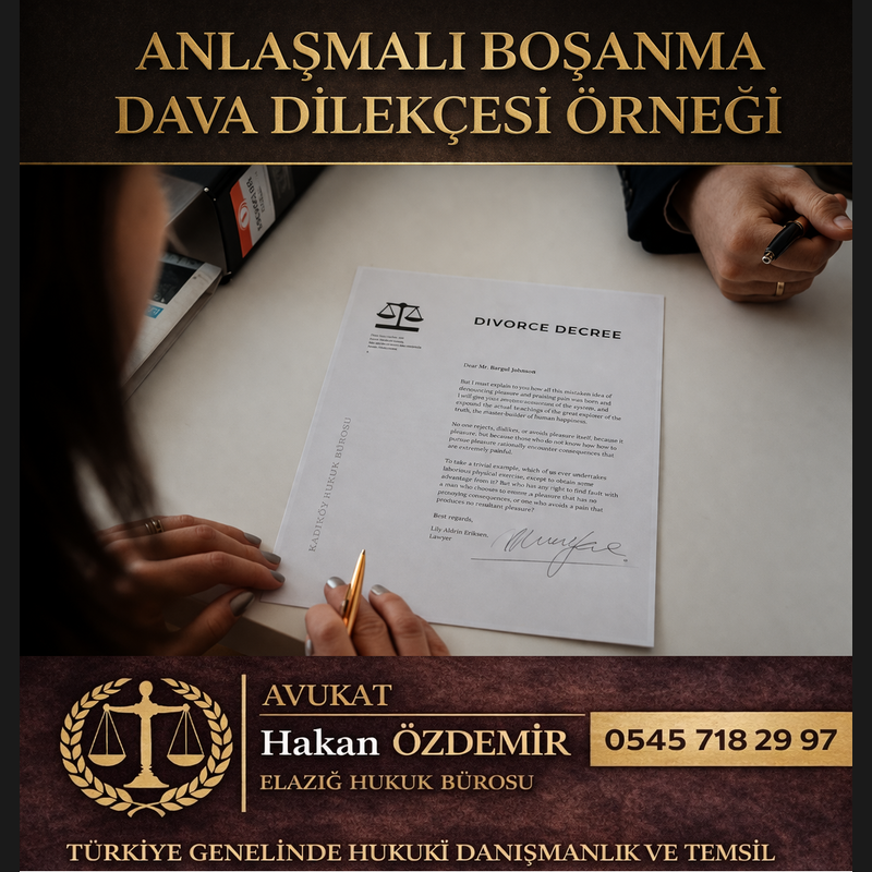 Anlaşmalı Boşanma Protokolü Örneği